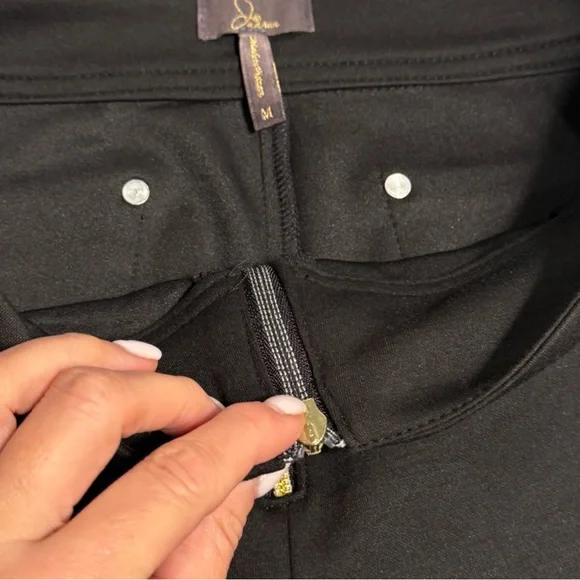 Jaanuu Zip Front Scrub Pants M Bootcut Flare Bottoms High Rise Ponte Knit Black - Picture 7 of 8
